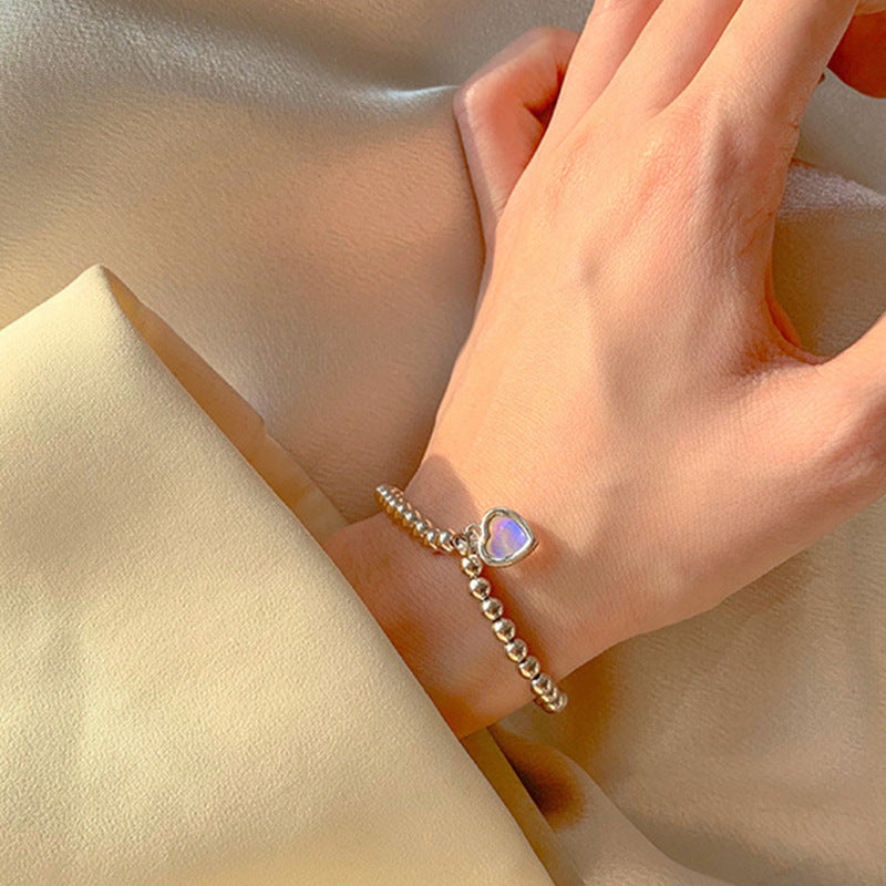 Sweet Simple Style Bear Heart Shape Flower Imitation Pearl Alloy Charm Inlay Moonstone Opal Women's Bracelets