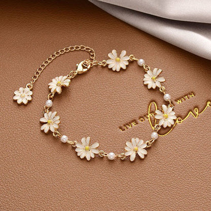 Sweet Simple Style Bear Heart Shape Flower Imitation Pearl Alloy Charm Inlay Moonstone Opal Women's Bracelets