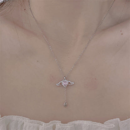 Casual Simple Style Flower Bow Knot Titanium Steel Plating Inlay Zircon Necklace