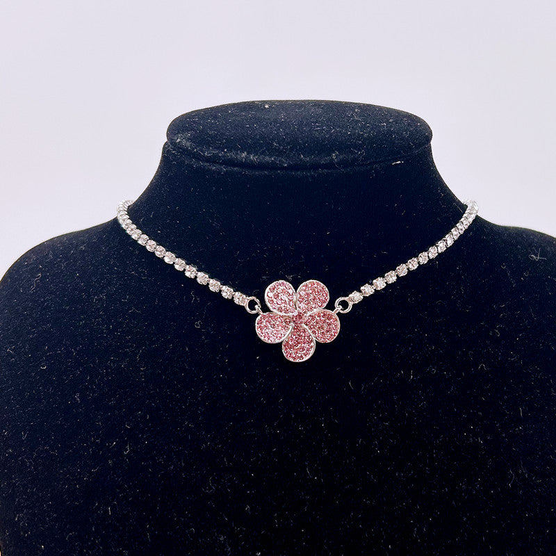 Casual Simple Style Flower Bow Knot Titanium Steel Plating Inlay Zircon Necklace