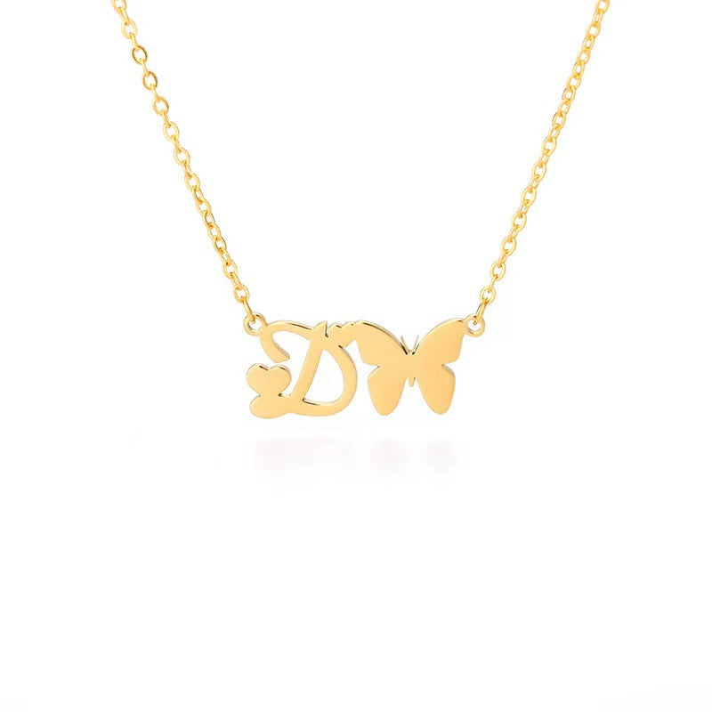 Simple Style Letter Stainless Steel Titanium Steel Plating Gold Plated Pendant Necklace