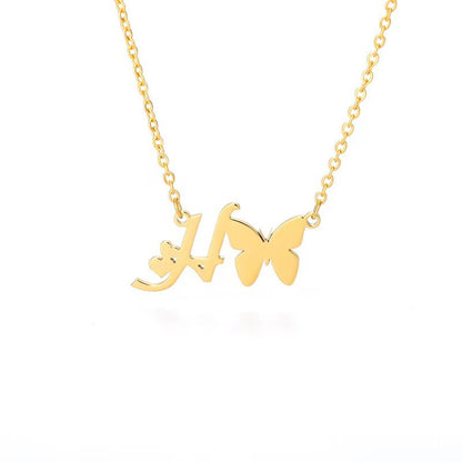 Simple Style Letter Stainless Steel Titanium Steel Plating Gold Plated Pendant Necklace