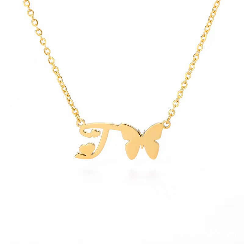 Simple Style Letter Stainless Steel Titanium Steel Plating Gold Plated Pendant Necklace