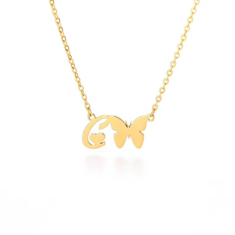 Simple Style Letter Stainless Steel Titanium Steel Plating Gold Plated Pendant Necklace