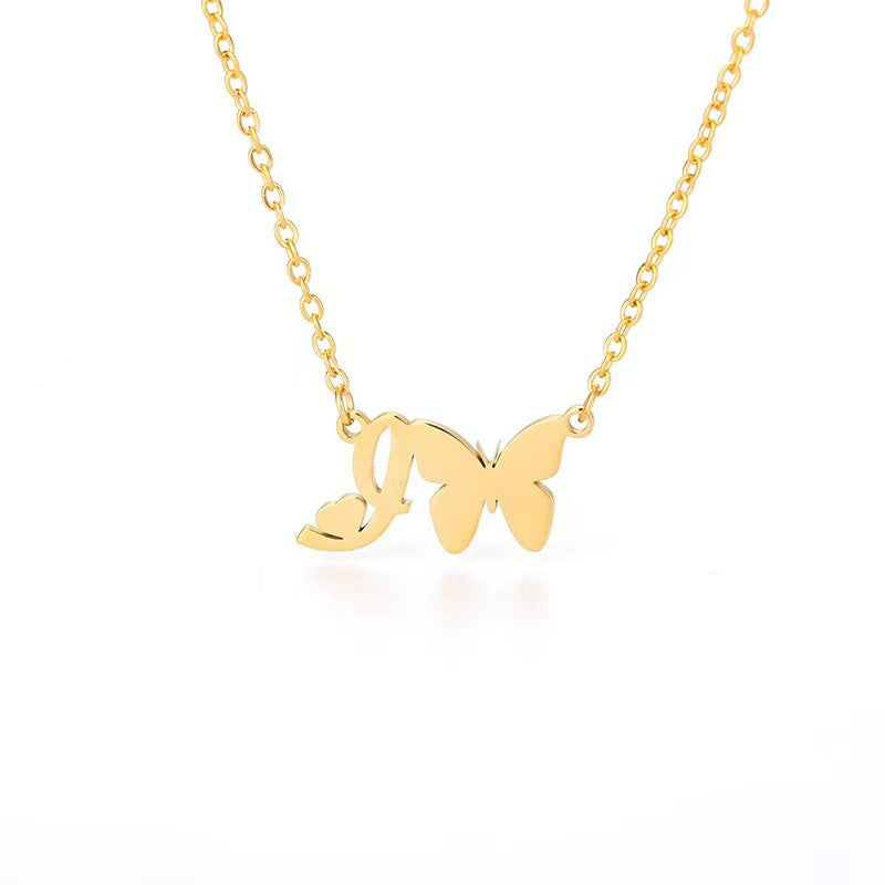 Simple Style Letter Stainless Steel Titanium Steel Plating Gold Plated Pendant Necklace