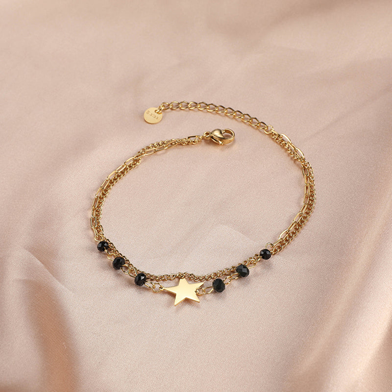 Glam Luxurious Star Stainless Steel 18k Gold Plated Bracelets In Bulk