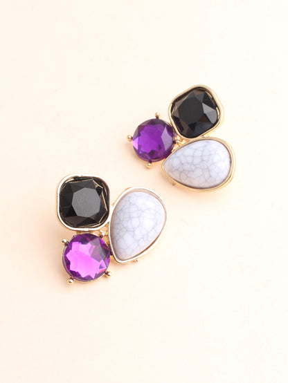 1 Pair Ig Style Square Water Droplets Spray Paint Plating Inlay Alloy Rhinestones Gold Plated Ear Studs