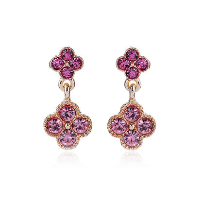 Wholesale Jewelry Simple Style Petal Alloy Gold Plated Plating Inlay Drop Earrings