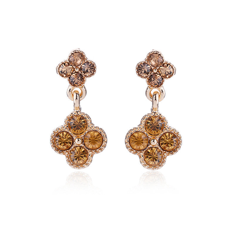 Wholesale Jewelry Simple Style Petal Alloy Gold Plated Plating Inlay Drop Earrings