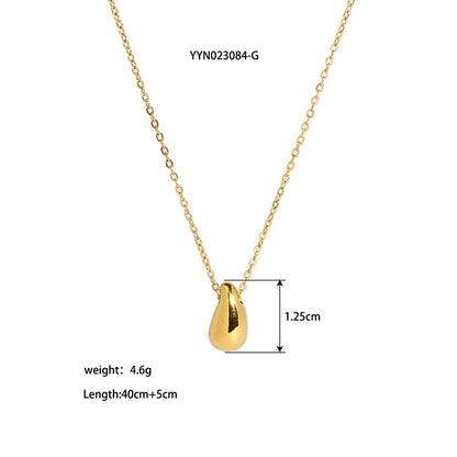 French Style Water Droplets Stainless Steel Titanium Steel Plating Three-dimensional 18k Gold Plated Pendant Necklace