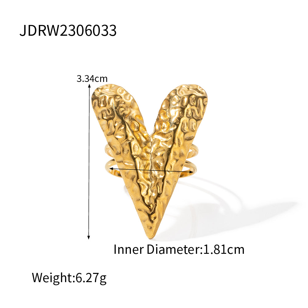 Elegant Heart Shape Stainless Steel Plating 18k Gold Plated Rings Earrings