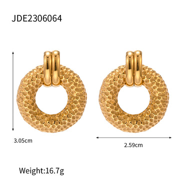 1 Pair Vintage Style Round Plating Stainless Steel 18k Gold Plated Earrings