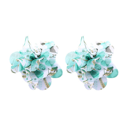 1 Pair Vacation Sweet Colorful Flower Cloth Ear Studs