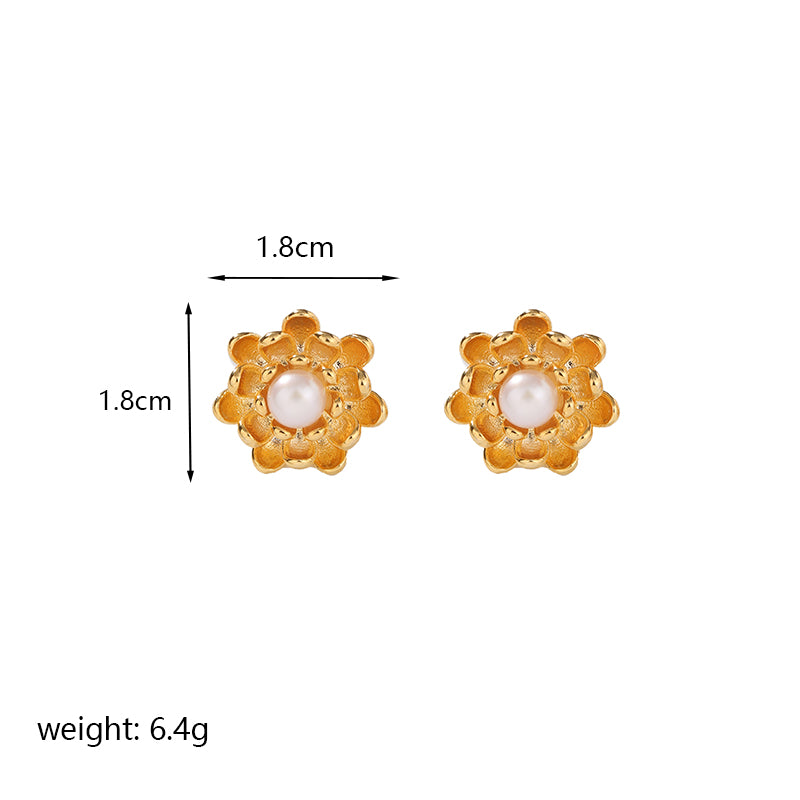 1 Pair Classic Style Flower Enamel Plating Inlay Copper Zircon 14k Gold Plated 18k Gold Plated Ear Studs