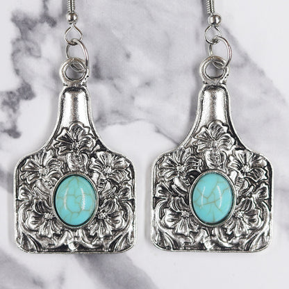 1 Pair Ig Style Cool Style Cactus Sunflower Inlay Alloy Turquoise Drop Earrings