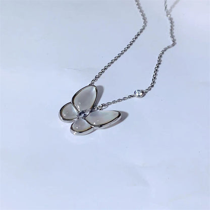 Simple Style Bow Knot Titanium Steel Inlay Agate Pendant Necklace