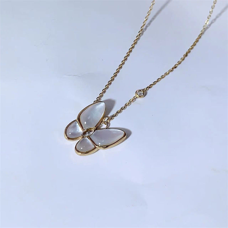 Simple Style Bow Knot Titanium Steel Inlay Agate Pendant Necklace