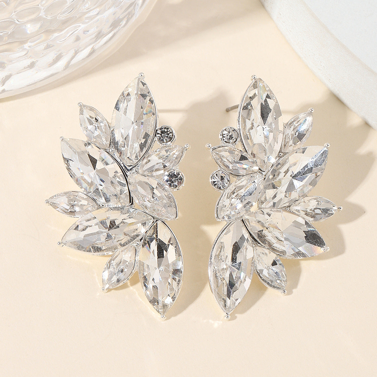 1 Pair Glam Star Flower Plating Inlay Alloy Artificial Diamond Ear Studs