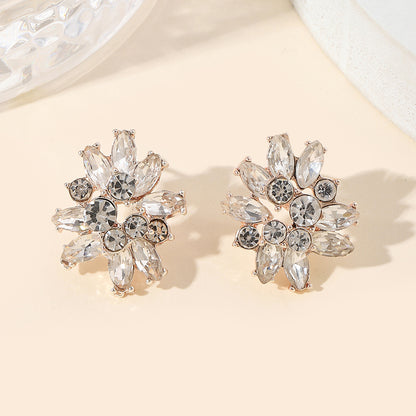 1 Pair Glam Star Flower Plating Inlay Alloy Artificial Diamond Ear Studs