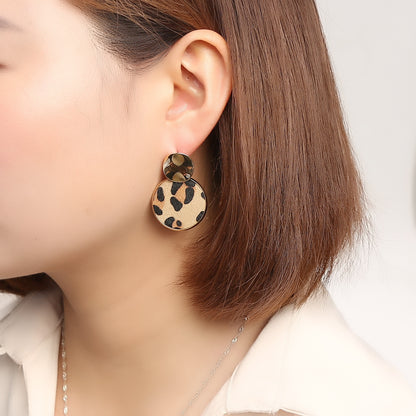 1 Pair Retro Lady Leopard Copper Gold Plated Drop Earrings