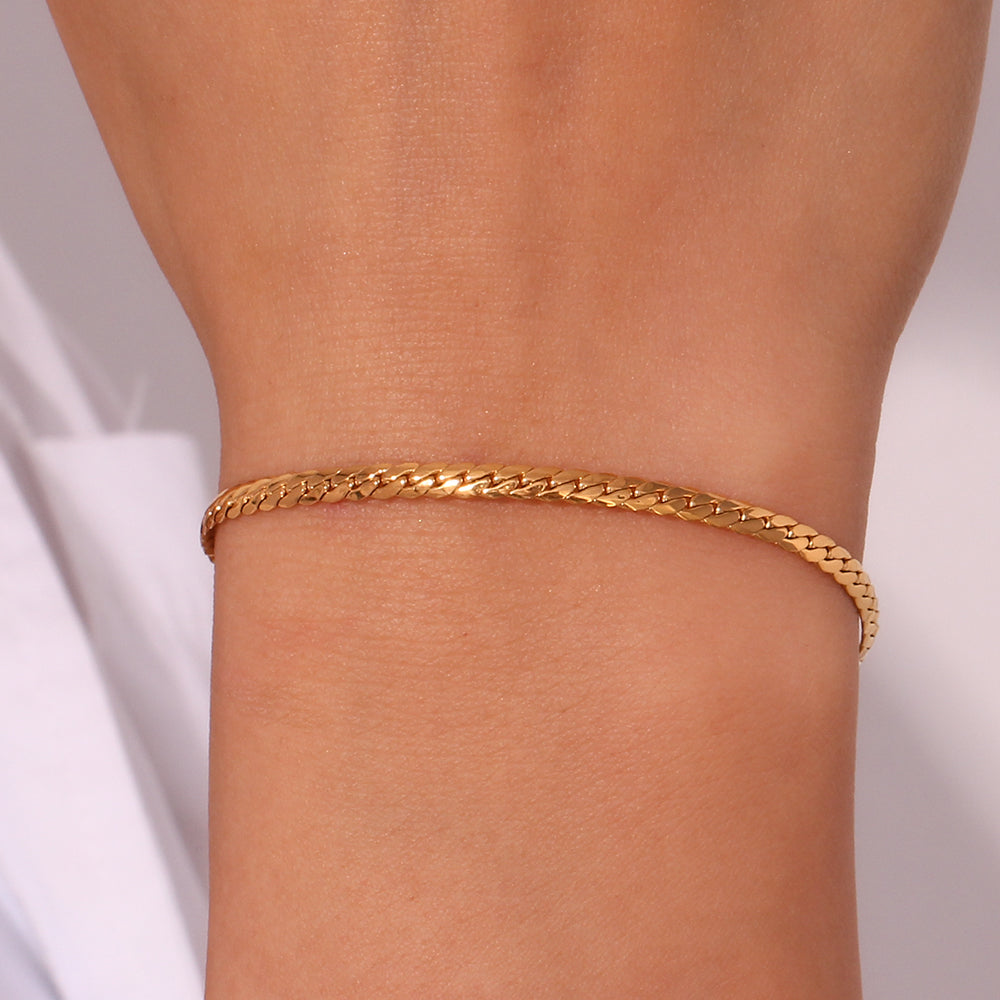 Basic Vintage Style Classic Style Solid Color Stainless Steel Plating 18k Gold Plated Bracelets