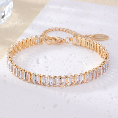 Sweet Square Copper Zircon Bracelets In Bulk