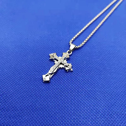 Retro Cross Flower Alloy Titanium Steel Plating Gold Plated Unisex Pendant Necklace