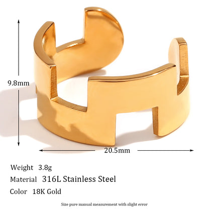 Simple Style Solid Color Stainless Steel 18k Gold Plated Rings Bracelets