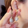 Simple Style Leaf Alloy Inlay Zircon Women's Earrings Ear Studs