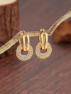 1 Pair Basic Simple Style Commute Circle Plating Hollow Out Inlay Copper Zircon 18k Gold Plated Drop Earrings