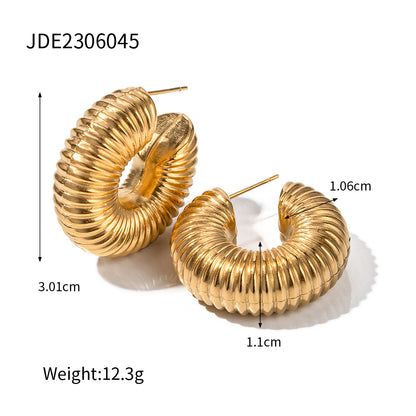 1 Pair Ig Style Round Plating Stainless Steel 18k Gold Plated Earrings