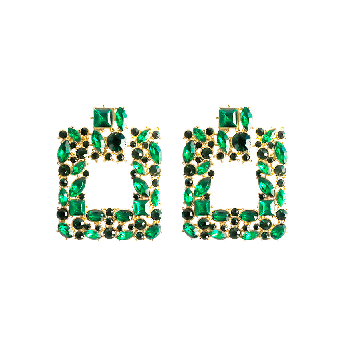 1 Pair Luxurious Shiny Square Inlay Alloy Rhinestones Ear Studs