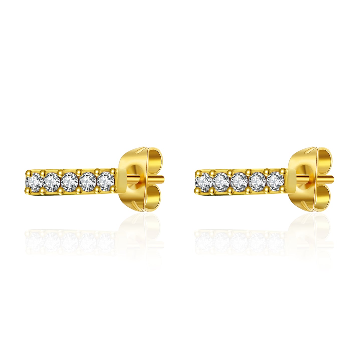 1 Pair Simple Style Round Plating Inlay Stainless Steel Titanium Steel Zircon Gold Plated Ear Studs