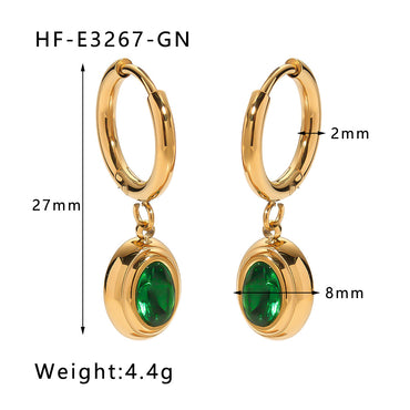 1 Pair Simple Style Round Heart Shape Inlay Titanium Steel Zircon Drop Earrings