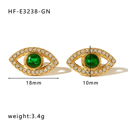 1 Pair Simple Style Round Heart Shape Inlay Titanium Steel Zircon Drop Earrings