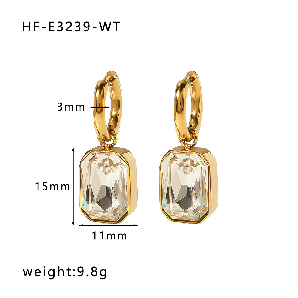 1 Pair Simple Style Round Heart Shape Inlay Titanium Steel Zircon Drop Earrings