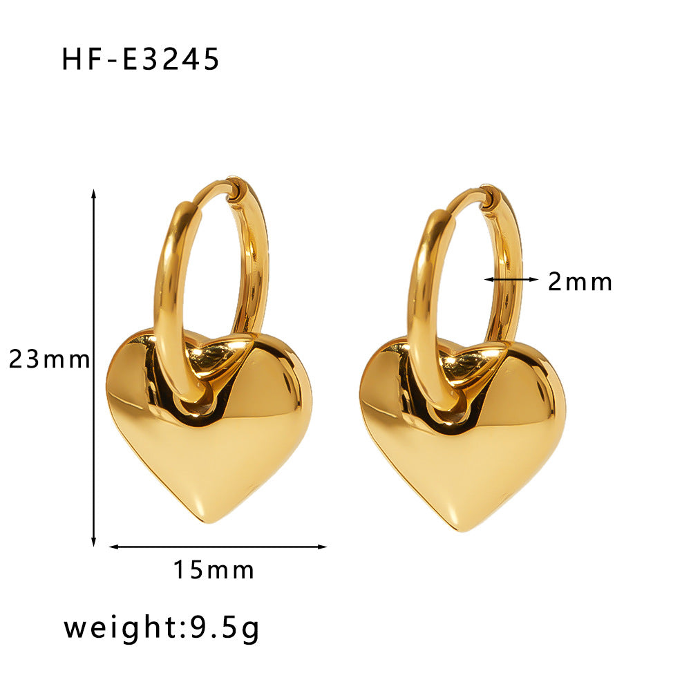 1 Pair Simple Style U Shape Heart Shape Plating Titanium Steel Gold Plated Drop Earrings