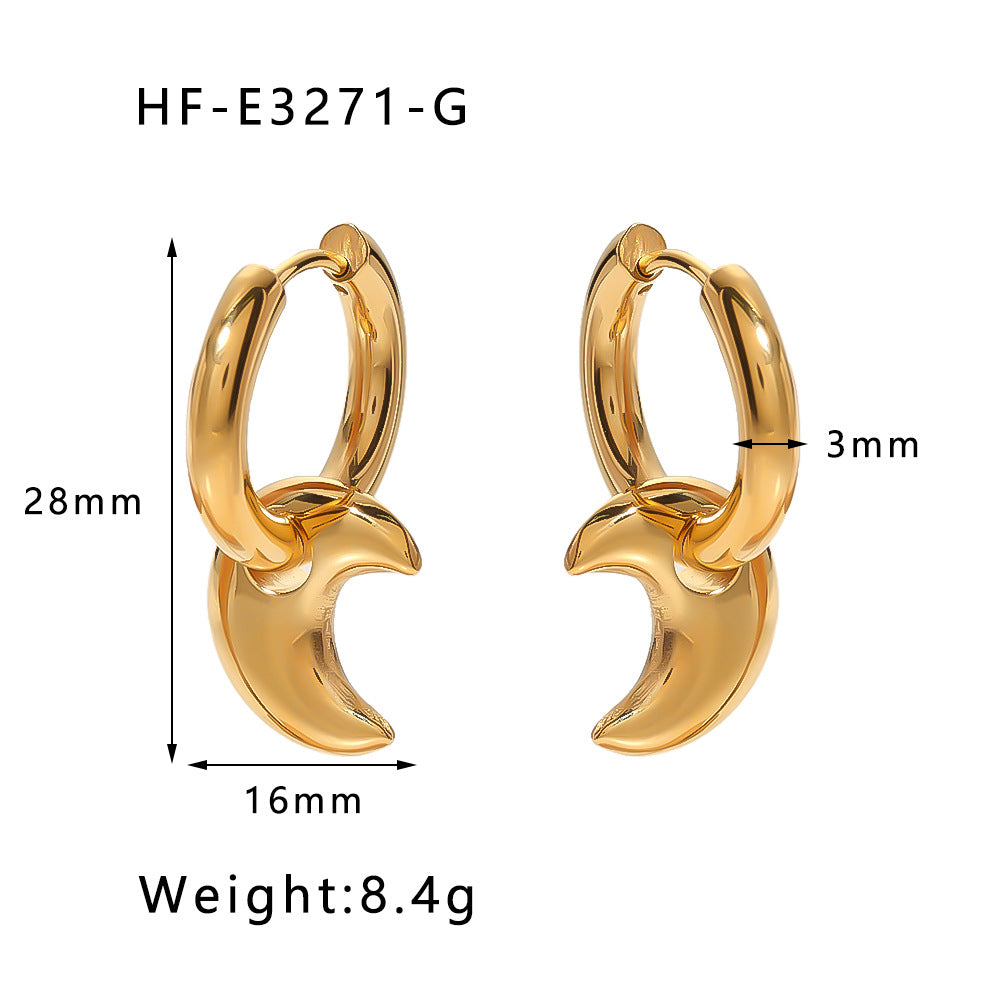 1 Pair Simple Style U Shape Heart Shape Plating Titanium Steel Gold Plated Drop Earrings