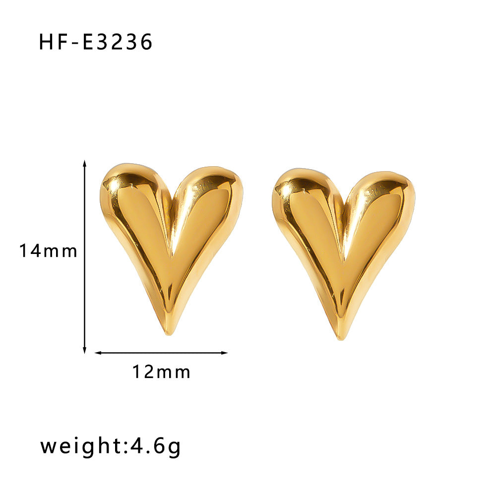 1 Pair Simple Style U Shape Heart Shape Plating Titanium Steel Gold Plated Drop Earrings