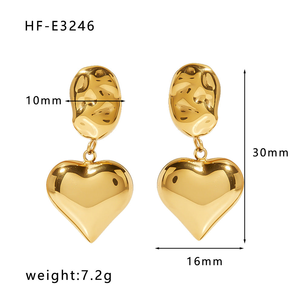 1 Pair Simple Style U Shape Heart Shape Plating Titanium Steel Gold Plated Drop Earrings