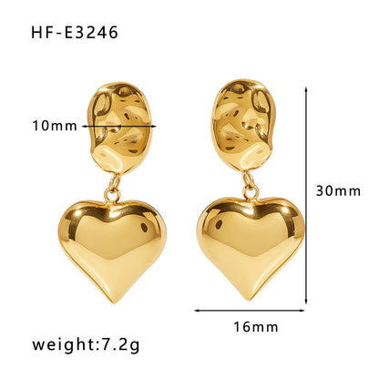 1 Pair Simple Style U Shape Heart Shape Plating Titanium Steel Gold Plated Drop Earrings