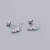 1 Pair Ig Style Round Inlay Sterling Silver Zircon Ear Studs