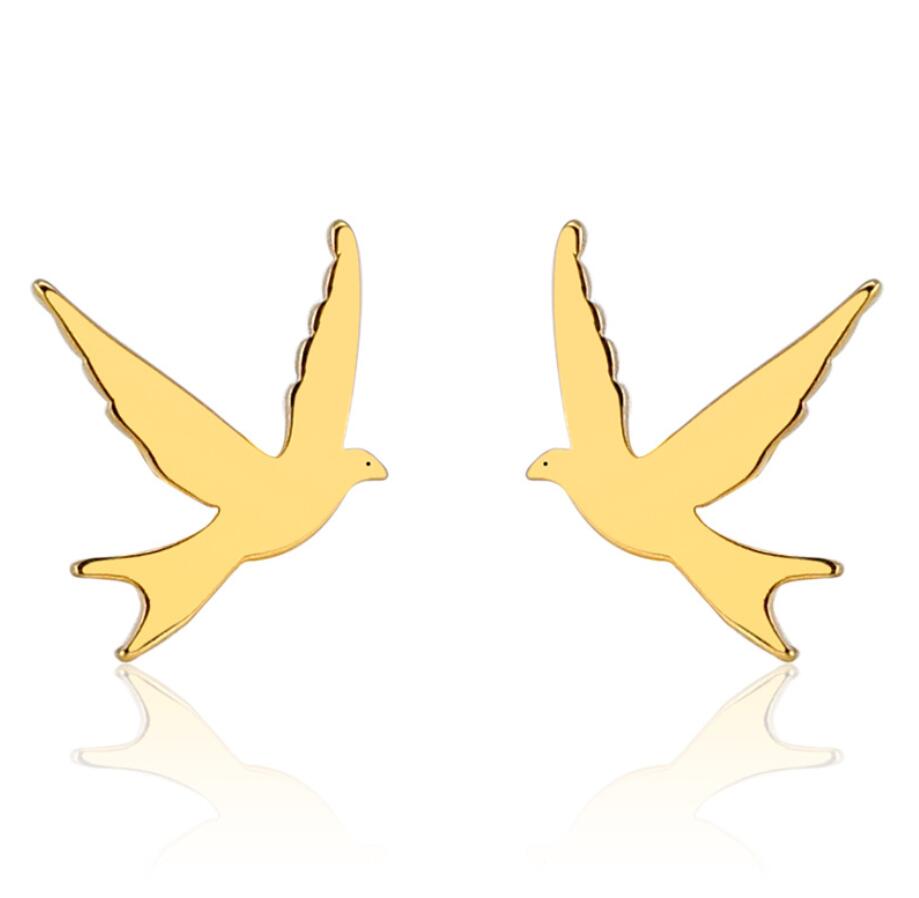 1 Pair Retro Simple Style Animal Bird Polishing Plating 304 Stainless Steel 18K Gold Plated Ear Studs