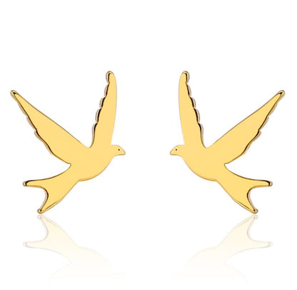 1 Pair Retro Simple Style Animal Bird Polishing Plating 304 Stainless Steel 18K Gold Plated Ear Studs