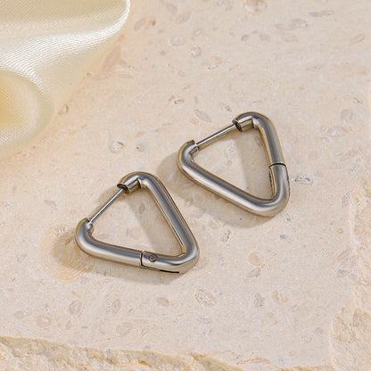 1 Pair Basic Simple Style Triangle Plating Stainless Steel 18k Gold Plated Earrings