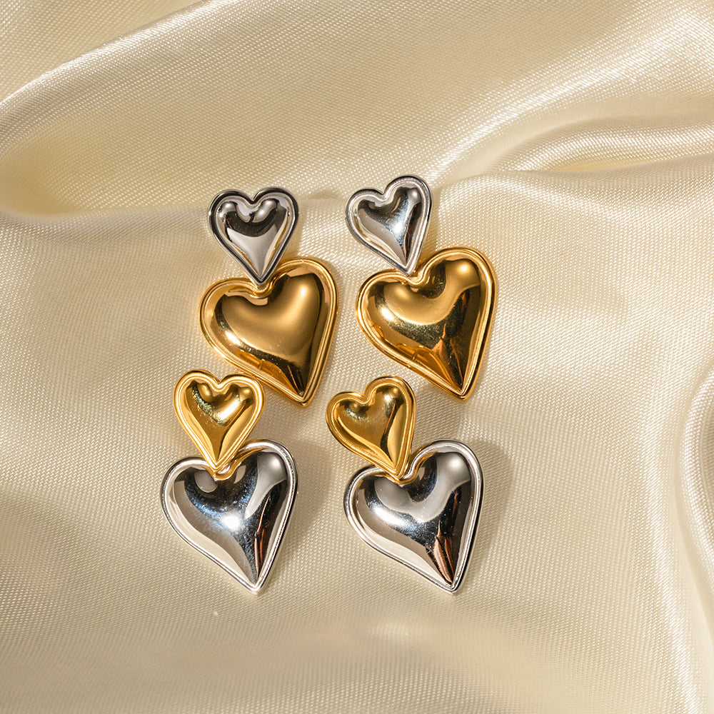 1 Pair Ig Style Heart Shape Plating Stainless Steel 18k Gold Plated Drop Earrings