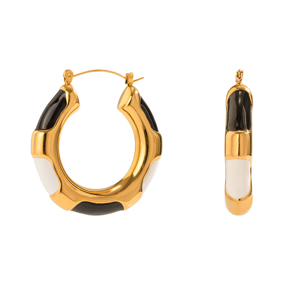 1 Pair Elegant Geometric Enamel Plating Stainless Steel 18k Gold Plated Earrings