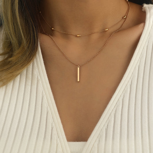 Elegant Simple Style Korean Style Geometric Alloy Copper Women's Double Layer Necklaces