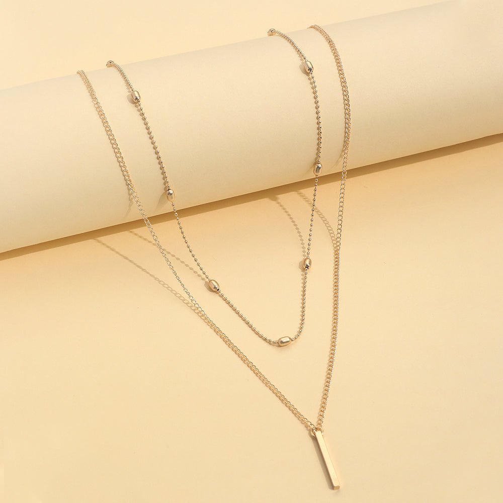 Elegant Simple Style Korean Style Geometric Alloy Copper Women's Double Layer Necklaces