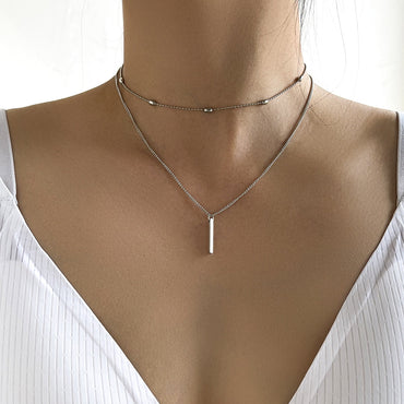 Elegant Simple Style Korean Style Geometric Alloy Copper Women's Double Layer Necklaces